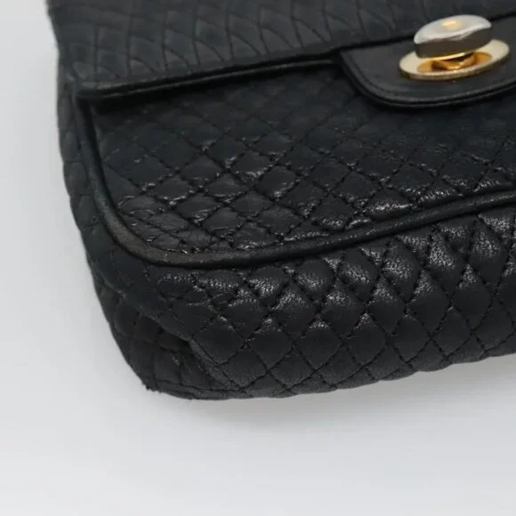 Authentic BALLY Chain Shoulder Bag Leather Black Gold - Picture 6 of 16